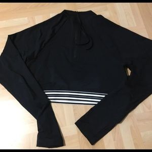 Black and White Stripe UPF Crop Top